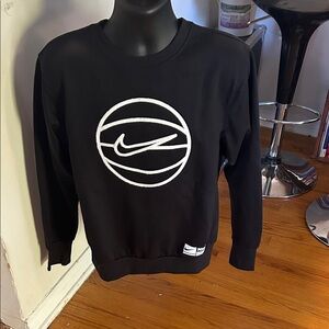 Nike Men's Black Crewneck Sweater with White Logo